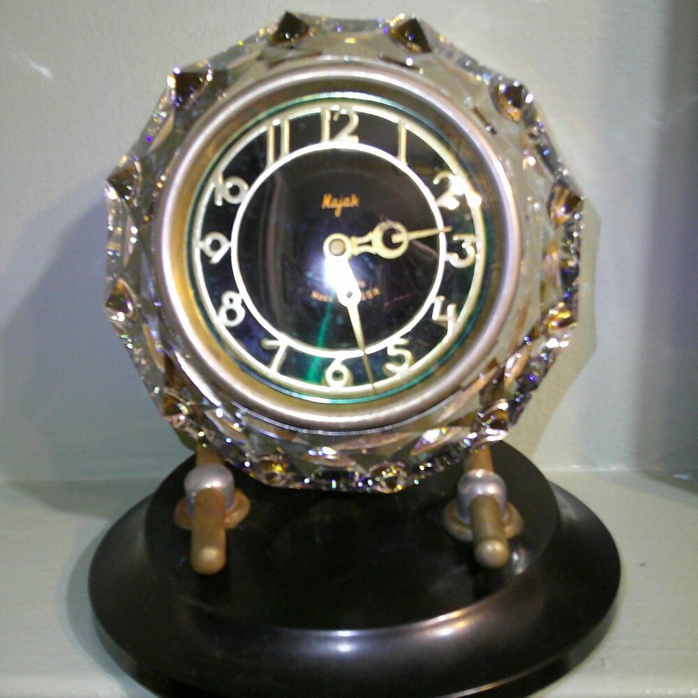 Vtg Majak Crystal Clock Mechanical Winding Jewels Made USSR Tested Working